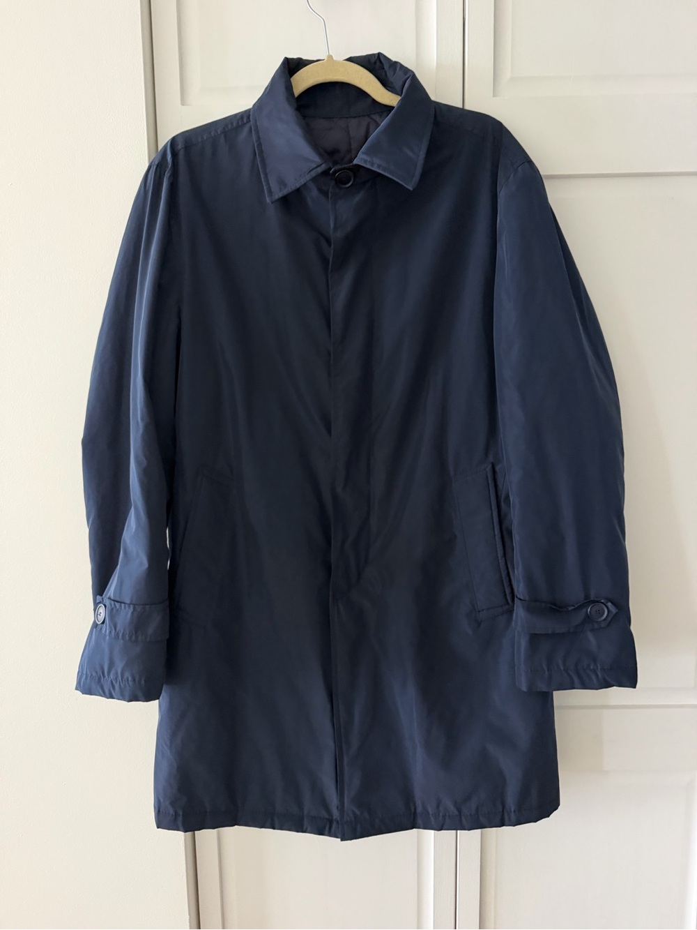 NWOT Jerry Key Naples Navy Blue Quilted Lined Trench Raincoat 48 / 38